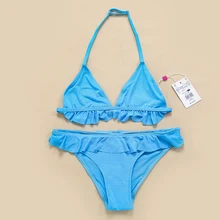 Купальник бикини для девочек, От 4 до 16 лет, детские купальники в полоску, Детские купальники, танкини, пляжная одежда для девочек, G50-CZ969