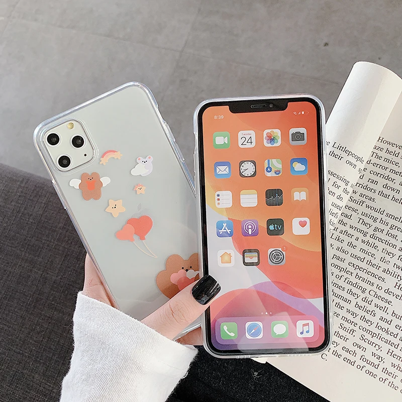 Чехлы с мультяшным медвежонком для iPhone 6S 11 Pro Max, мягкий чехол из ТПУ для iPhone 7 8 plus, прозрачные чехлы с мультяшными рисунками для телефонов X XR Xs Max