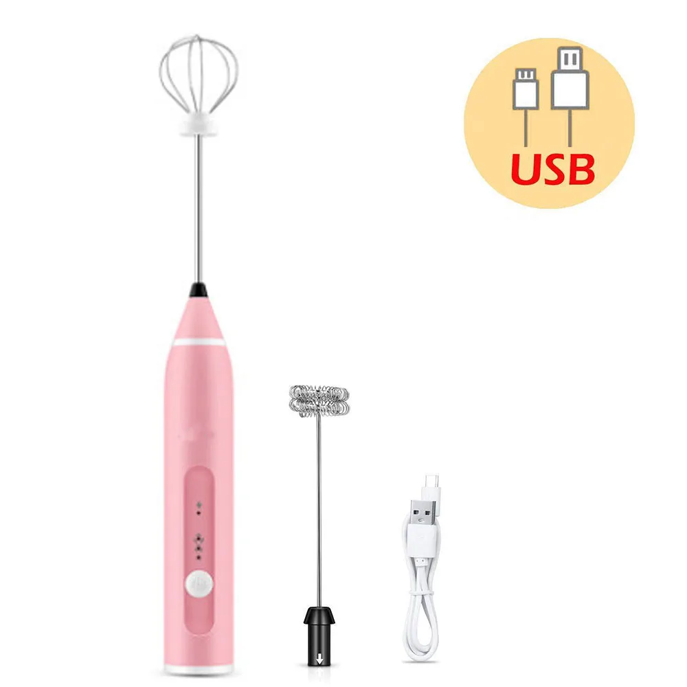 

USB Rechargeable Electric Milk Frother Mini Mixer Foamer Whisk Stirrer Pink, White For Home Diy Tools Parts 2020 New Arrivla