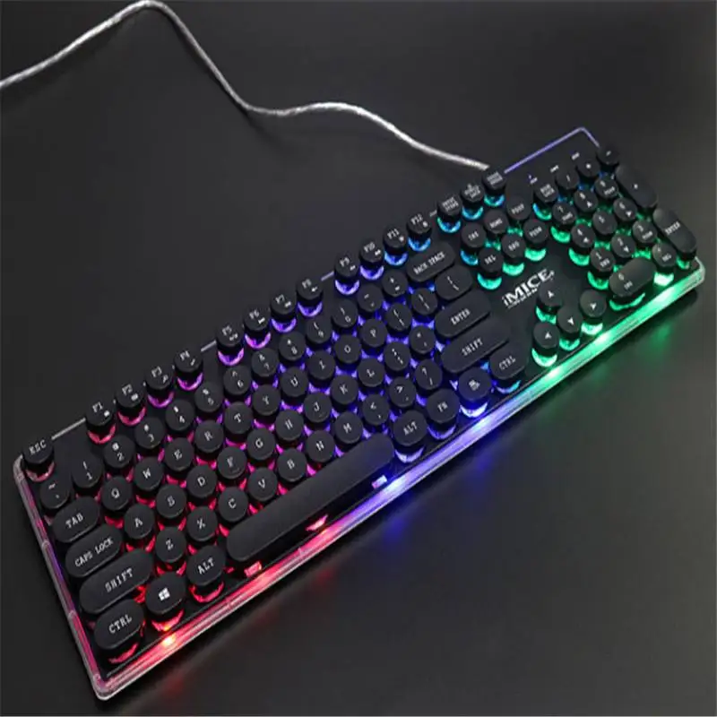 IMiCE AK-700 USB Проводная 104 клавишная клавиатура светодиодный панк-клавиатура с Цветной подсветкой Механическая игровая клавиатура для ноутбука