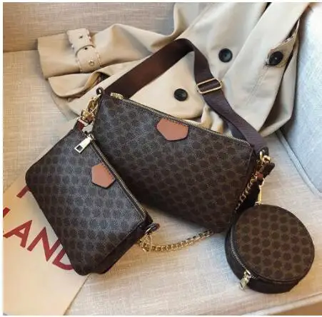 HOTmode Drei stücke tasche frauen hohe qualityat leder teile echt leder taschen mit staub taschen und boxen kostenloser versand