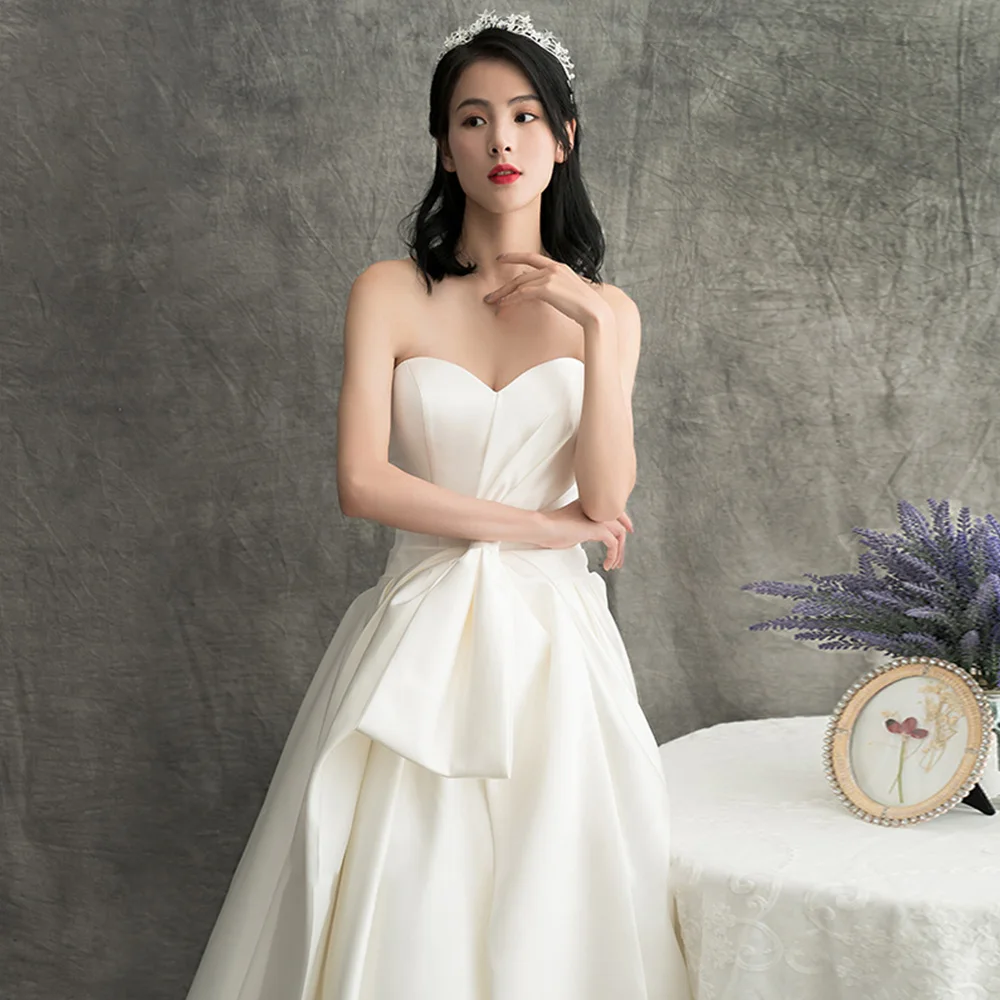 Лучшие французские атласные трапециевидные Свадебные платья Robe De Mariage кружево для шеи вверх плиссированные белые свадебные платья Bruidsjurken