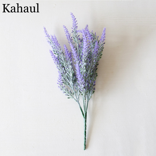 Plastic Artificial Flowers Romantic Provence Purple Bouquet with Green Leaves Wedding Home Table Decoration Fake Flower