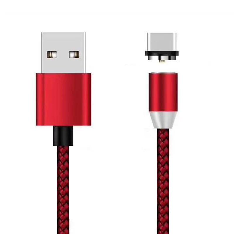 1 м Магнитный USB кабель для зарядки USB кабель Магнитный зарядный Micro USB кабель для мобильного телефона USB шнур - Цвет: Красный