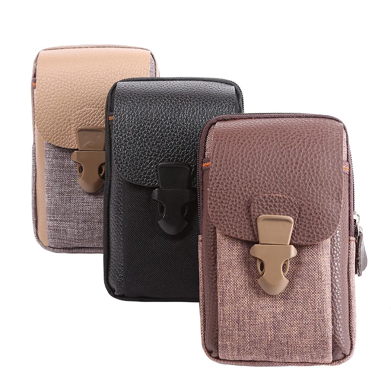 Three Layer Vertical Men's Waist Bag Business Wear Belt Multi-purpose Waist Bag