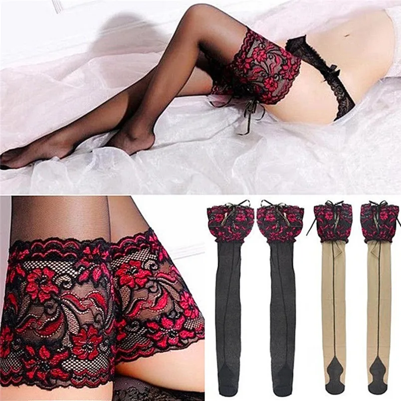Fashion Women Hollow Out Stockings Print Sexy Lingerie Lace Splicing Panty Free Size Stockings Hot Sale 30N21