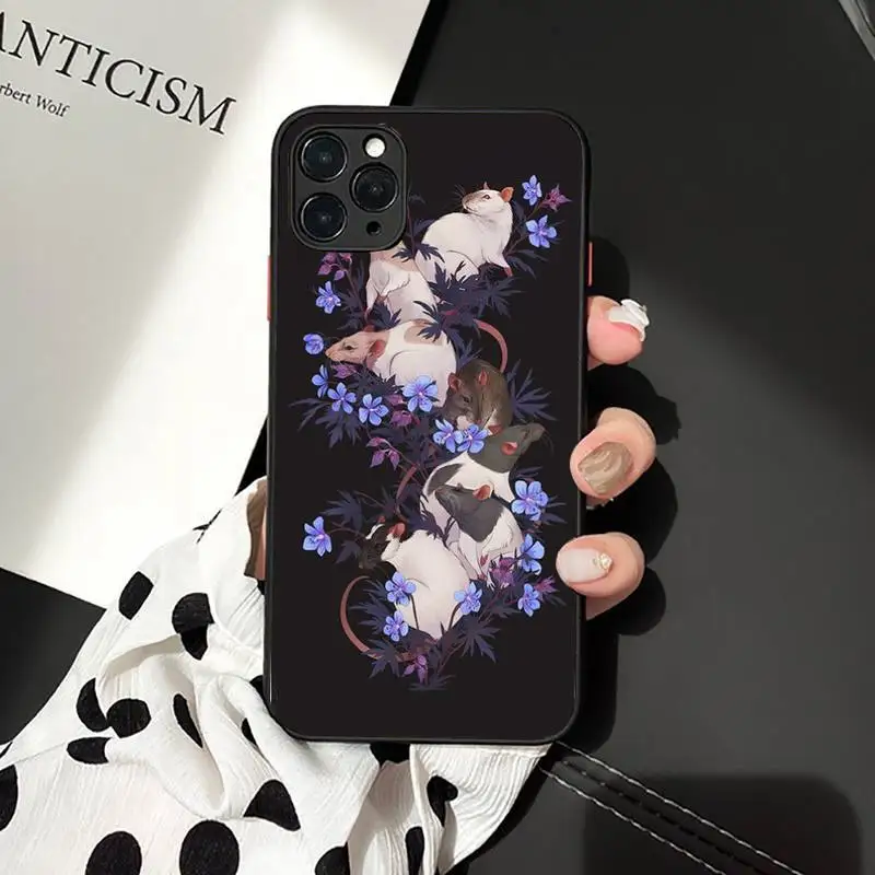 TOPLBPCS Cute Mouse Rat Art Phone Case for iPhone 11 12 13 mini pro XS MAX 8 7 6 6S Plus X 5S SE 2020 XR case cool iphone 11 Pro Max cases