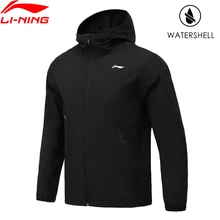 Li-Ning hombres entrenamientos deportivos chaqueta repelente al agua con capucha chaqueta con capucha Regular Fit 100% forro de poliéster ropa de ejercicio AFDR057