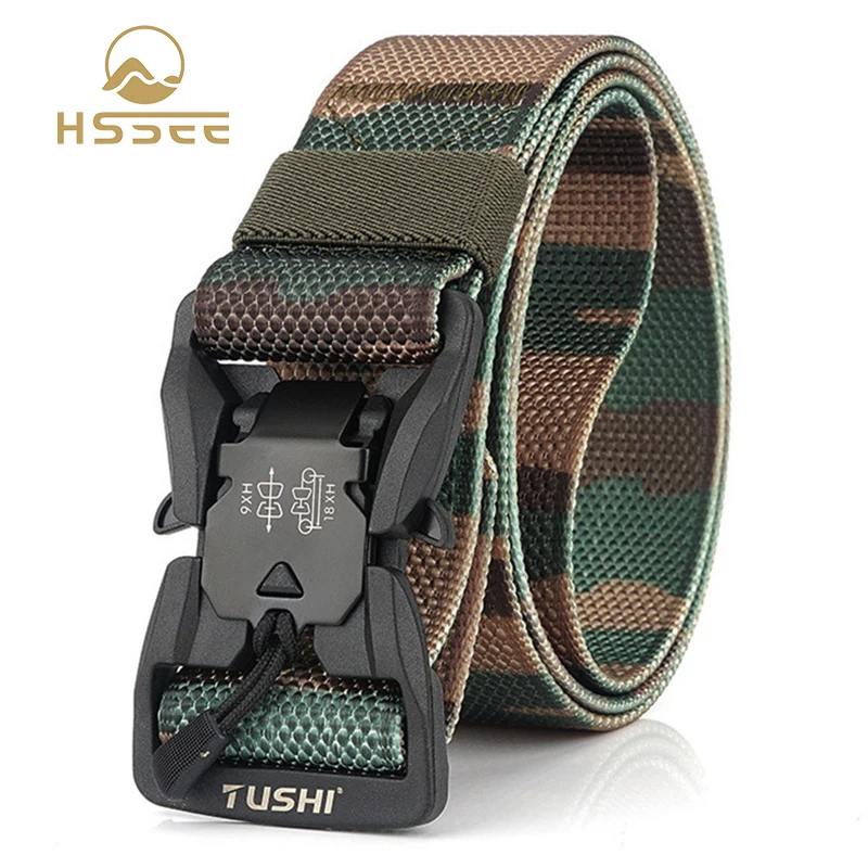 Tactical-Belt Magnetic-Buckle Real-Nylon HSSEE Rigid Wear-Resistant Camouflage-Series