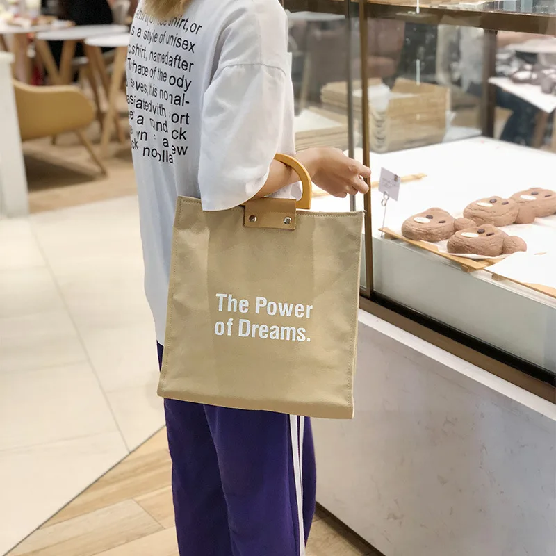 INS Literature And Art Shoulder Bag Lettered Single-shoulder Canvas Bag Women's New Style Canvas Bag Large Bag Handbag on B