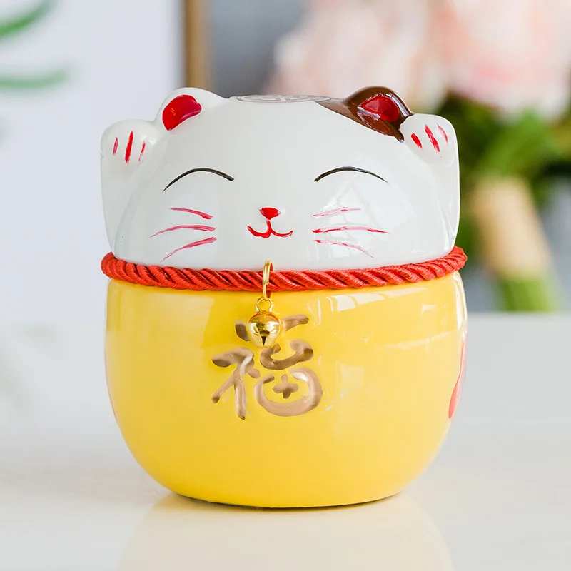 Керамические изделия в китайском стиле Lucky Cat маленькое украшение Милая мультяшная копилка свинья подарок для детей сувенирная банка для хранения орнамент