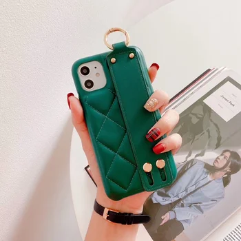 

Lingge Lambskin Wristband Bracket Case for iphone 11 Pro Max 11 Pro 11 All-inclusive for iphone 6 6S 7 8Plus Cover