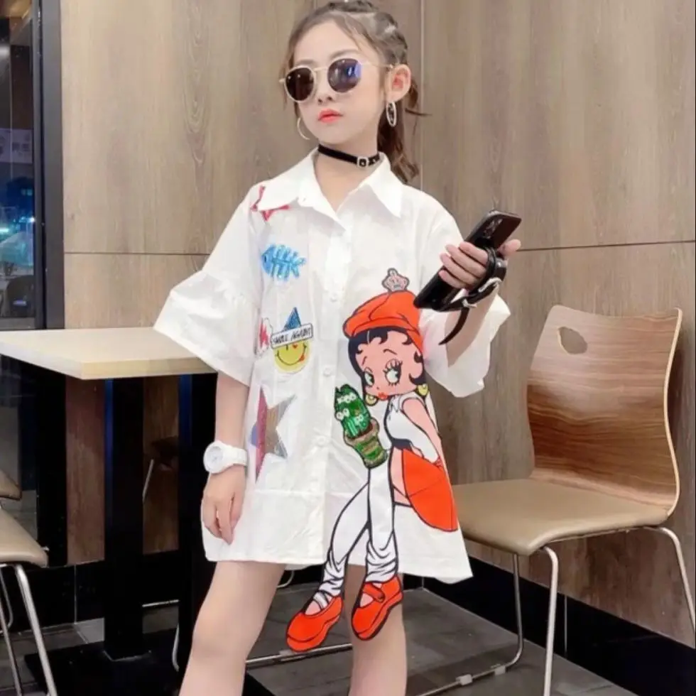 Korean Style Kids Shirts Teenagers Summer Tops Long for Teenage Girls 2021 Teen White Yellow Blouse 12 14 Years Clothes | Мать и ребенок