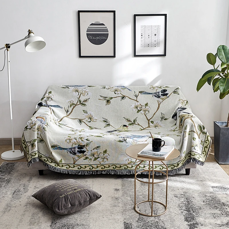 

Pastoral style tassel sofa blanket Throw Blanket sofa Decor Slipcover for Sofa Bed Plane Travel Plaid knitted Non-slip blankets