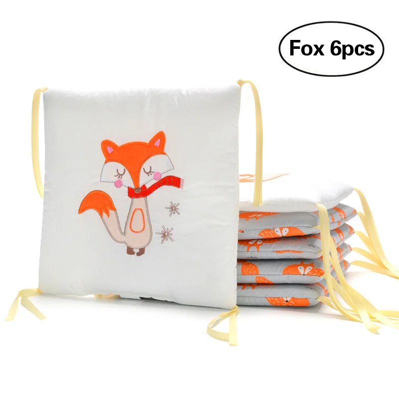 Fox 6pcs Подушка-бампер для детской кроватки, Подушка для кормления, лиса, слон, детское постельное белье, подушка-бампер для детской кроватки, защита для новорожденных, декор для детской комнаты, 6 шт./12 шт - Цвет: Fox 6pcs