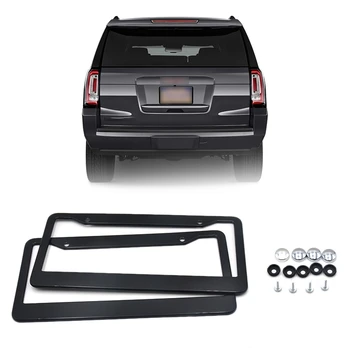 

2Pcs 2 Holes Black Stainless Steel Metal License Plate Frame Tag Cover Screw Caps Fit Any Standard US Plates