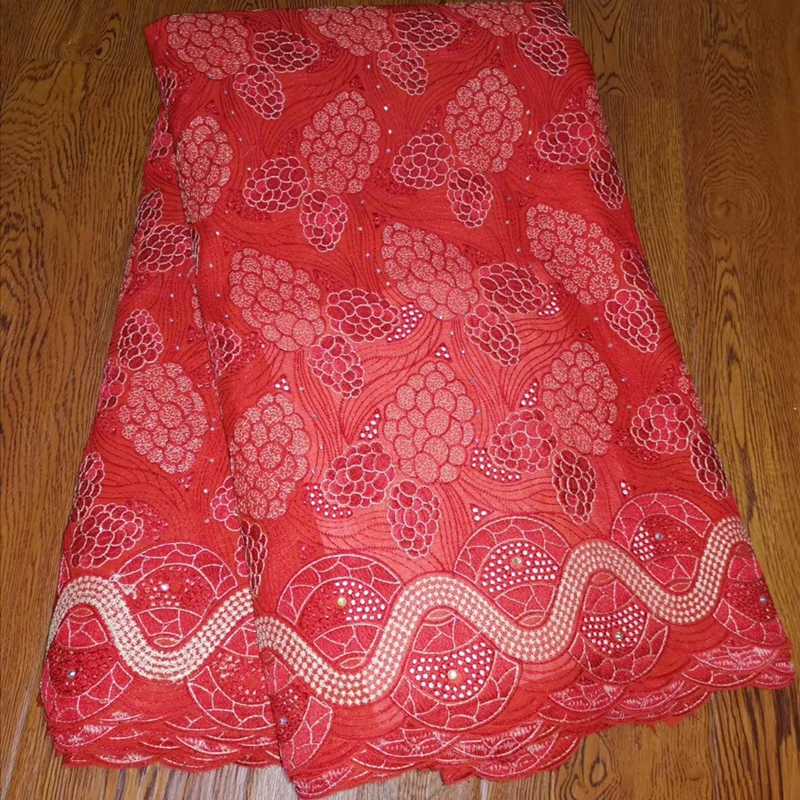 2019 новый дизайн ярко красный цвет вышивка виноградом нигерийская кружевная