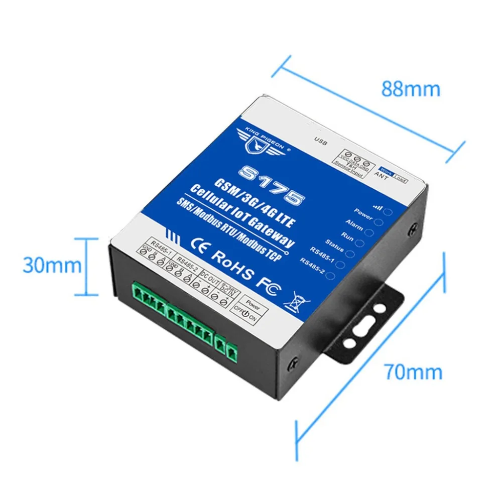 Wireless industrial IoT Gateway S175 Remote Monitoring for Farm Agricultural Irrigation 2 RS485 support Modbus RTU to SMS Alart
