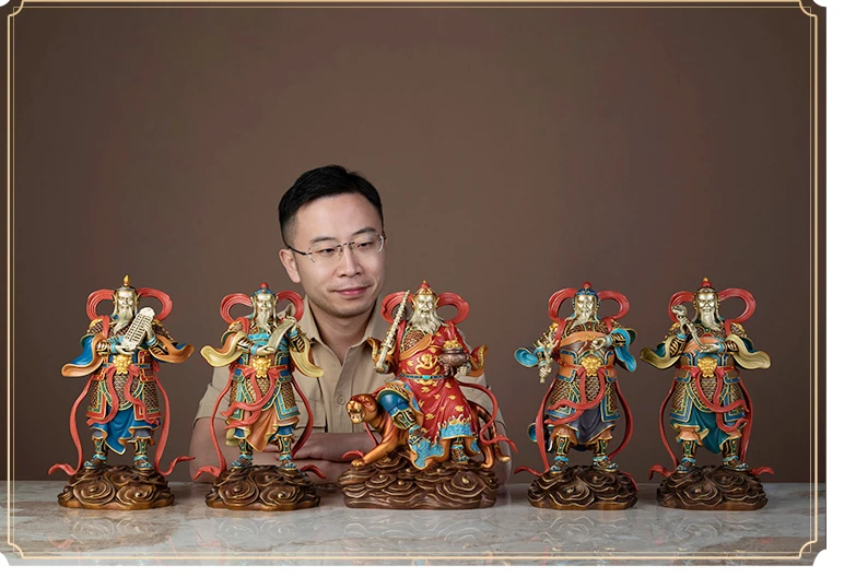 

Limited Edition 5PCS # 2020 HOME SHOP company 5 Gods of wealth fortune Good luck WU LU CAI SHEN brass High-grade art statue