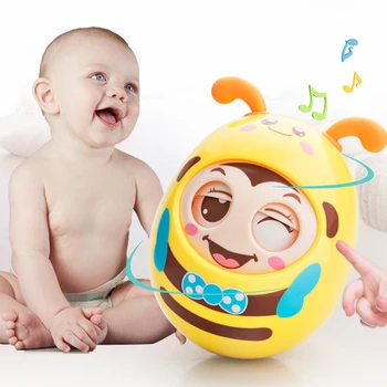 

Safe ABS Materials Teether Cartoon Round Blink TumblerEarly Education Toys for Baby Music Rattle Toy for Kids