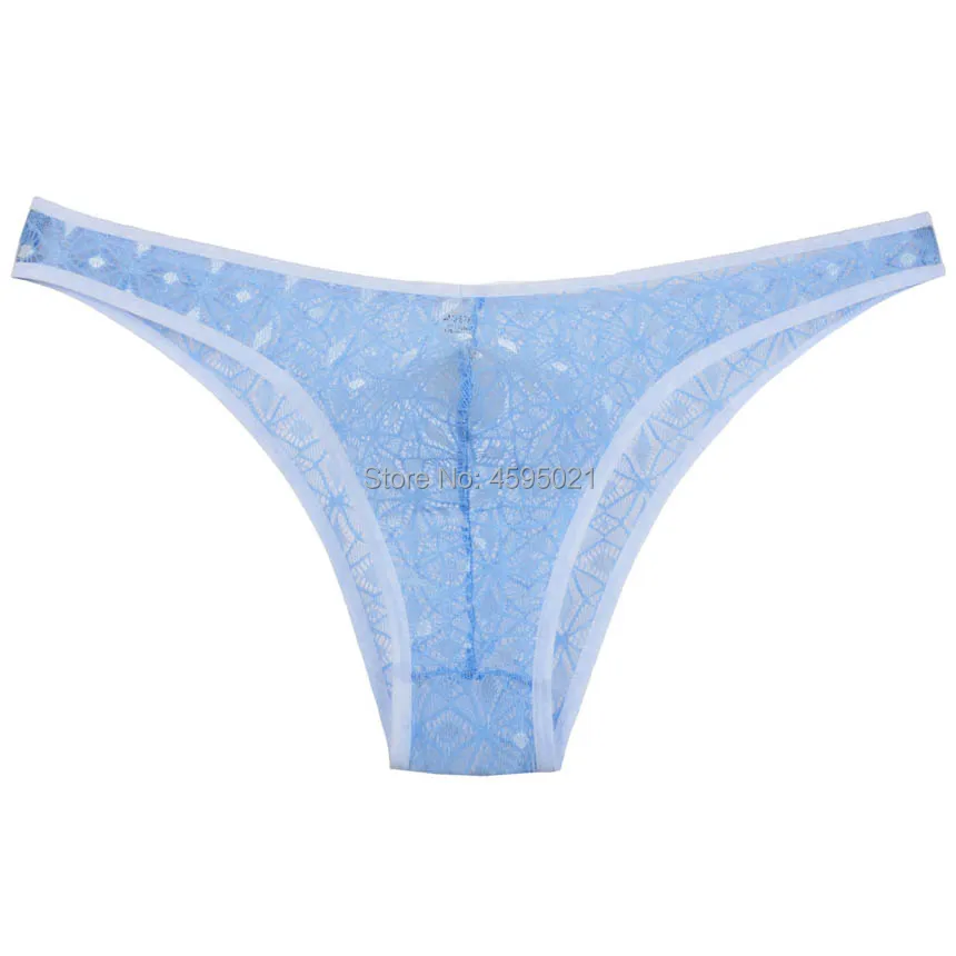 Men's Jacquard Bordered Briefs Rhombic Lace Mini Briefs Pouch Soft Bikini Mens Sissy Underwear 4