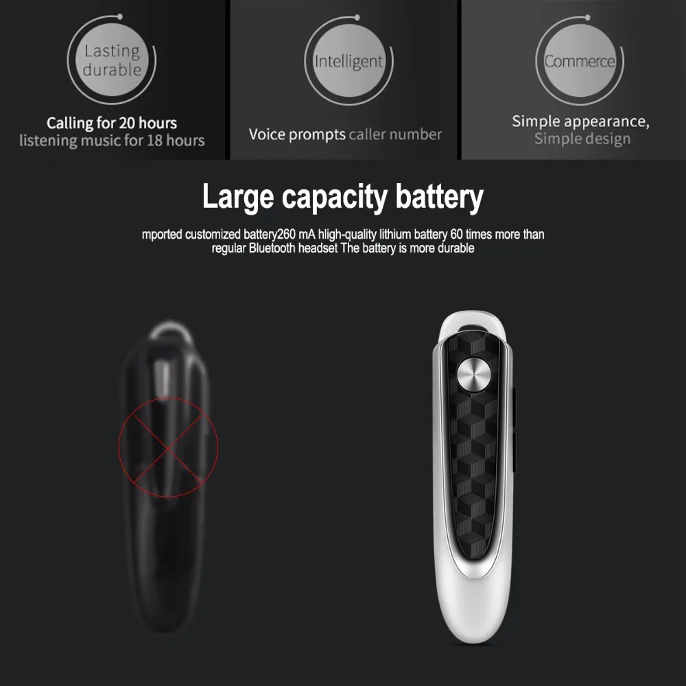 HF68 Bluetooth Mini Earphone Wireless Earbud Stereo Music Hands free Calling Earphone with Mic 20 Hours Working headphone