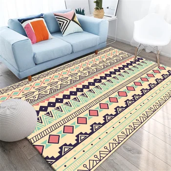 

Colorful Ethnic Rug Nordic Fresh Simple Bedroom Carpet Polyester Washable Kitchen Floor Mat Tatami Balcony Rug