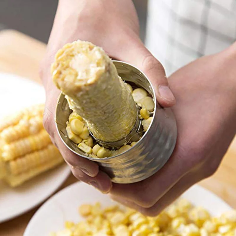Corn Cob Stripper Peeler Corn Slicer Vegetable Cutter Creative Round Splitter Tools Kitchen Gadgets Accessories Tools x