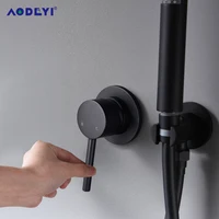 วาล์วฝักบัวทองเหลืองฝักบัวก๊อกน้ําวาล์วควบคุมตัวเปลี่ยนทิศทางติดผนังวาล์วผสมสําหรับหัวฝักบัวพวย Matte Black & Chrome 2