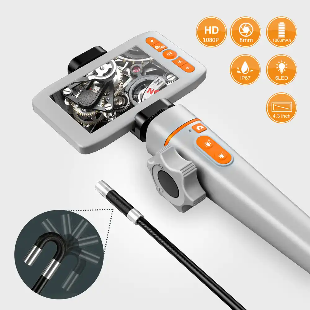 180度関節運動検査カメラ工業用内視鏡カメラ8ミリメートルhdパイプカメラ6 Led Iphone Android用 Surveillance Cameras Aliexpress