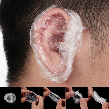 

Wholesale 100pcs Disposable Plastic Waterproof Ear Protector Cover Caps Salon Hairdressing Dye Shield Protection Shower Cap Tool