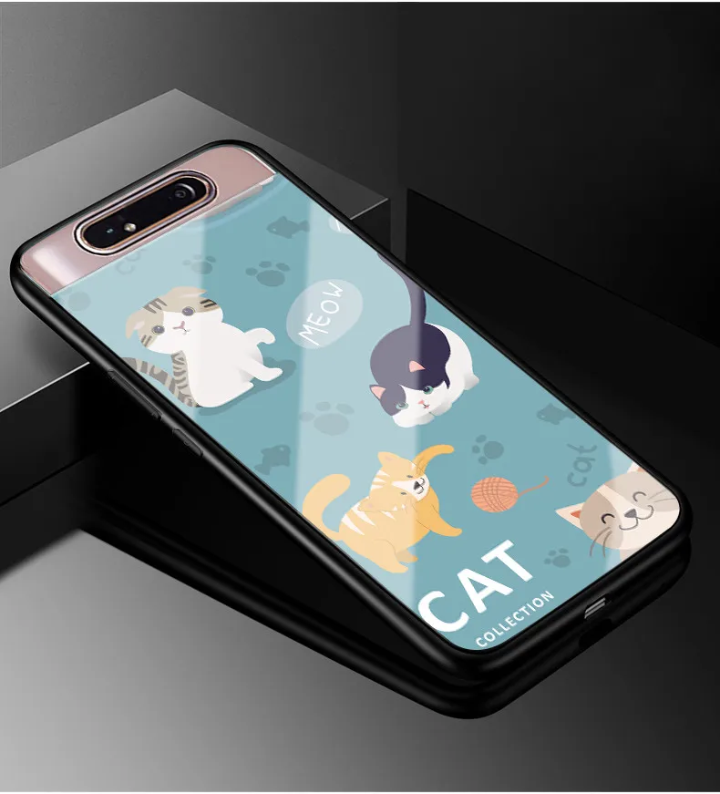 24 Чехол для samsung Galaxy A80, жесткое стекло для ПК, чехол для телефона, черный ТПУ, Бампер для samsung A80 Galaxy A80 A 80, чехол A805 - Цвет: 24