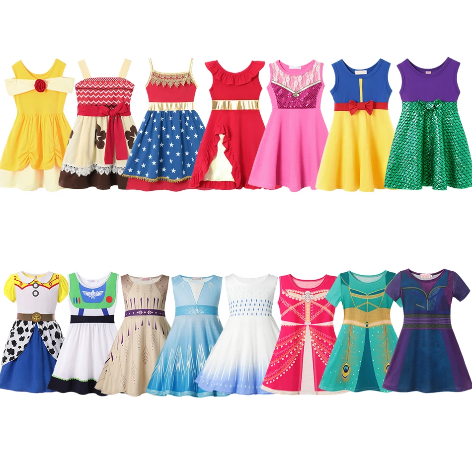 Summer Dress Baby-Girl Kids New Snow-White Belle-Set Princess-Costumes Elsa Anna Children