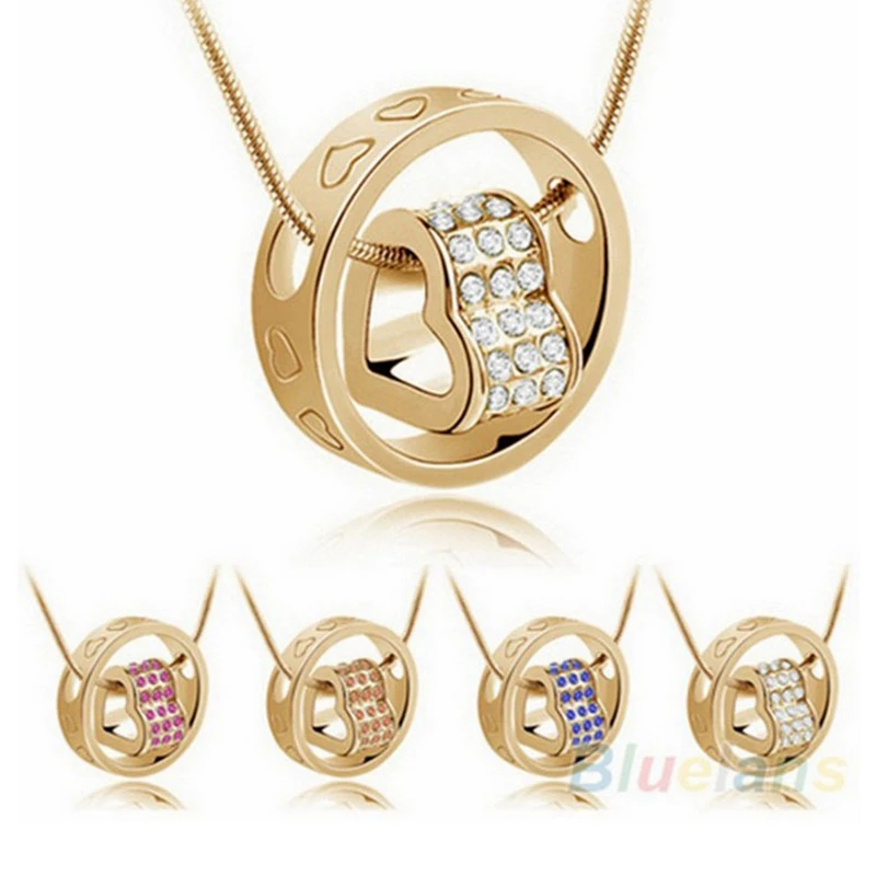 Wholesale Jewelry 925 Sterling Silver Double Layers Clavicle Necklace Chain CZ Love Heart Austrian Crystal Pendant Gift | Украшения и