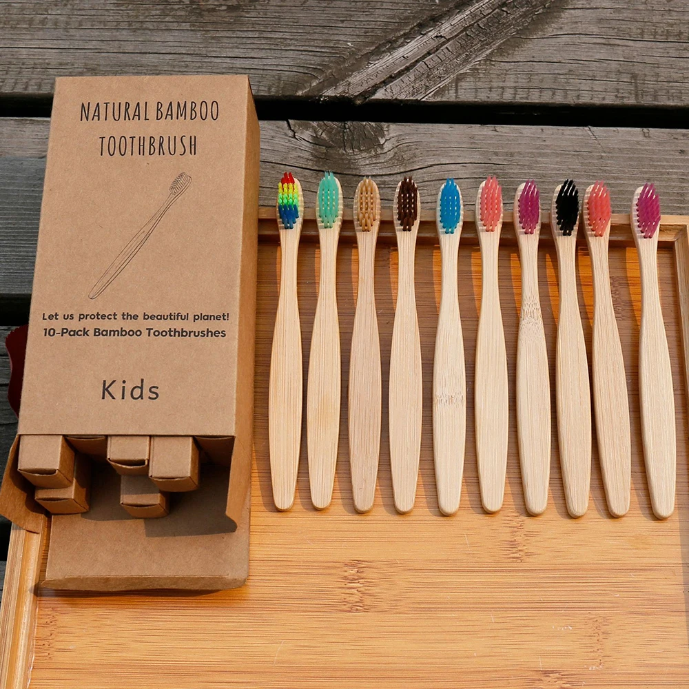 

10 pcs Adult Kids Soft Hard Bristles Toothbrush Handle Eco Friendly Wooden Oral Care Tooth Brush Colorful Toothbrush #452
