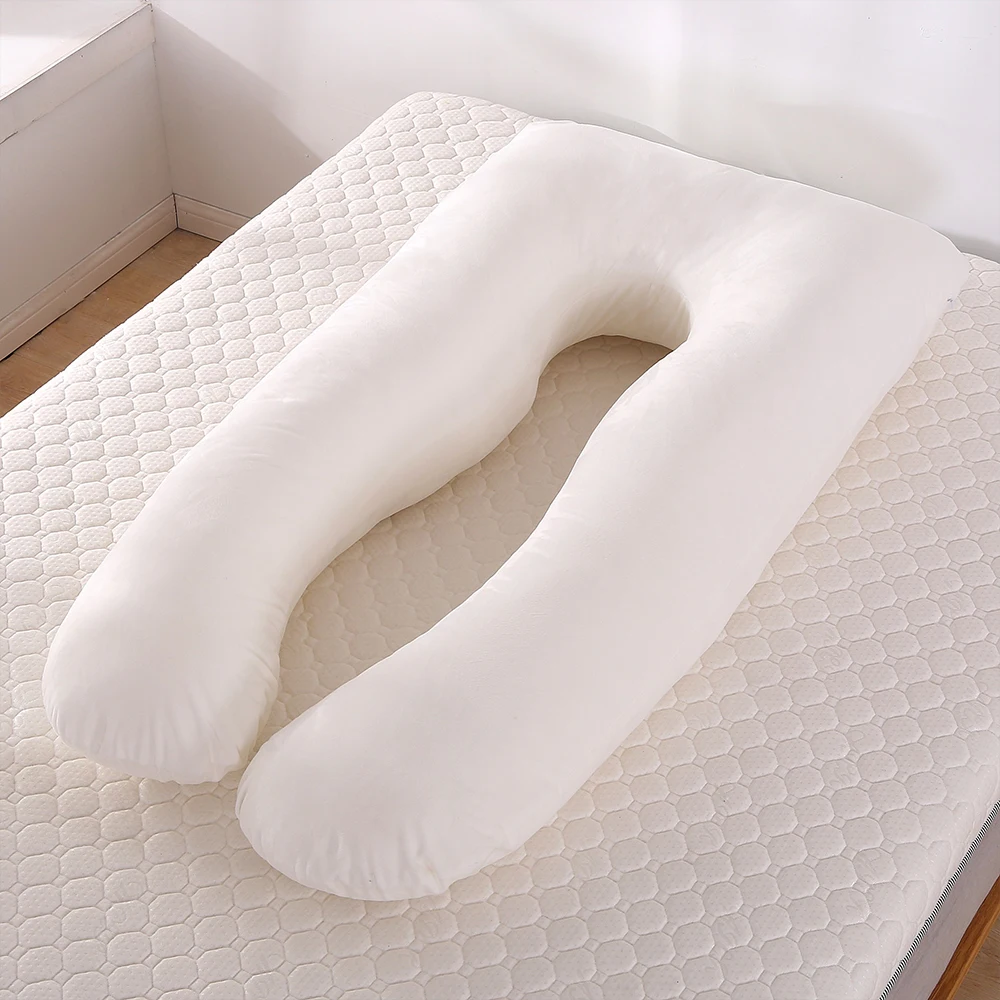 Подушка для беременных и кормящих беременных женщин u-образная хлопковая подушка для тела для беременных подушка для поддержки сна для спящий на боку для беременных женщин - Цвет: White