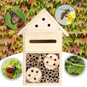 

Insect Bug Bee Hotel Hanging Wooden House Ladybird Nest Wood Shelter Garden Box Wooden Insect House