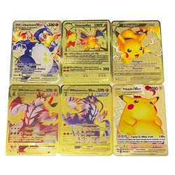 Cartes Pokemon doré en métal, 12 Styles, nouvelle Version française, Pikachu, Charizard, VMAX, Carte de combat, de commerce, jeu de Collection, jouet 