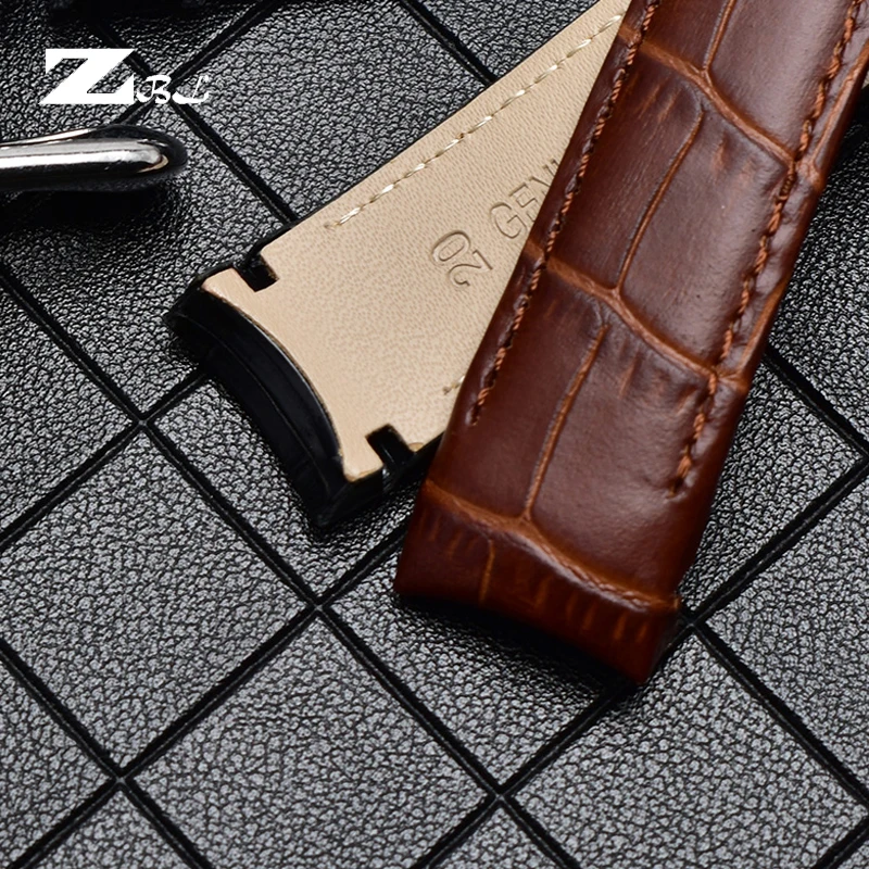 Genuine Leather Bracelet Curved End Watch Strap - Premium Adjustable Band