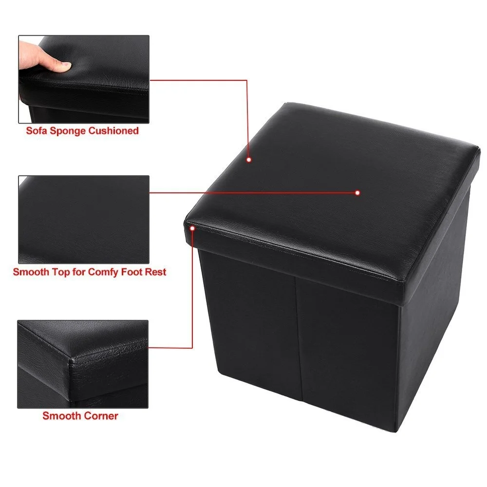 Simple PU Leather Storage Stool Folding Shoe Bench Footstool Can Sit With Lid Storage Box Stool 110x38x38cm/76x38X38CM/38X38X38 - Image 6
