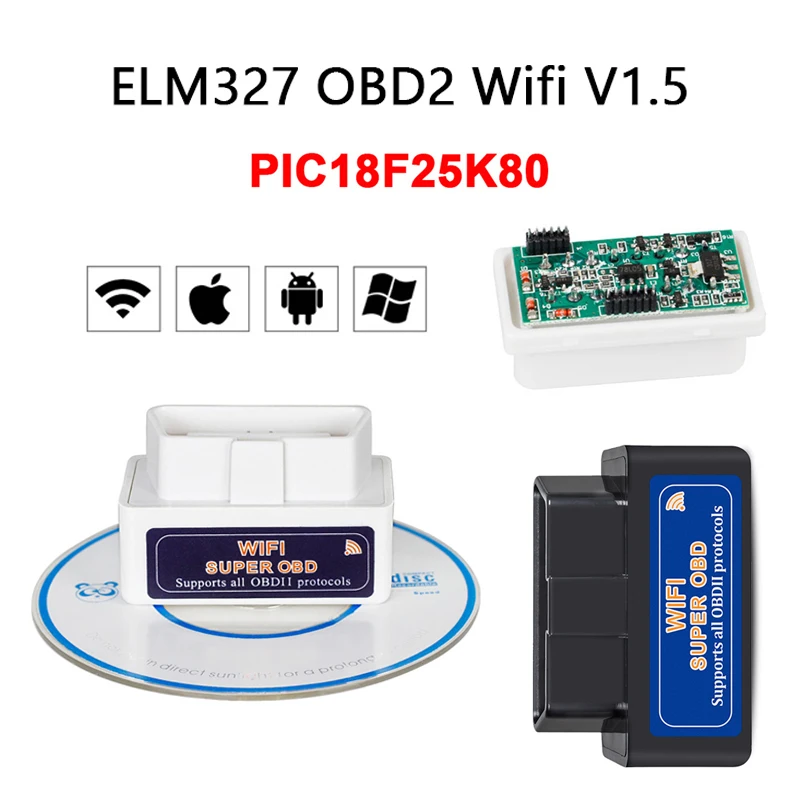 

ELM327 WIFI V1.5 PIC18F25K80 Car Code Reader Diagnostic Tool for Android/IOS/PC ELM327 OBD2 PIC Auto Scanner Cars Diagnostic