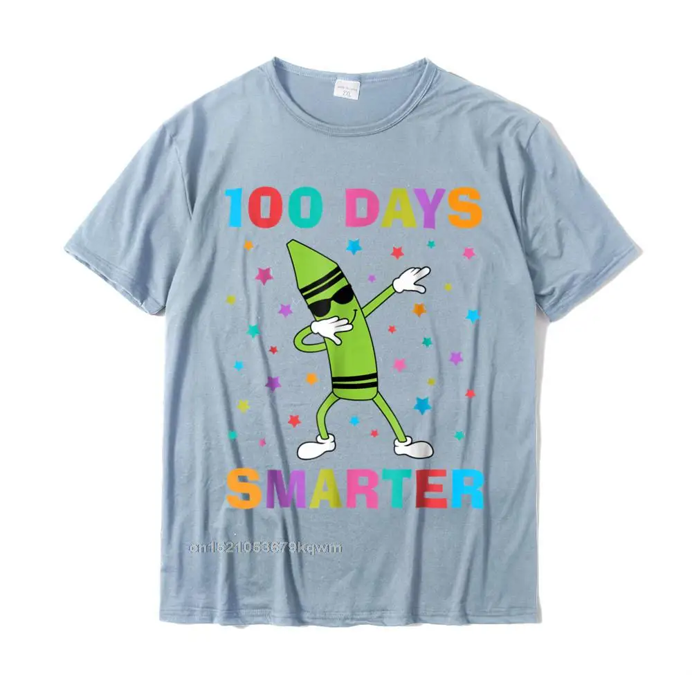 Personalized 2021 Short Sleeve Simple Style T Shirt All Cotton Round Collar Men's Tops T Shirt Print T-shirts Summer 100 Days Smarter 100th Day of School Dabbing Crayon T-Shirt__4645 light