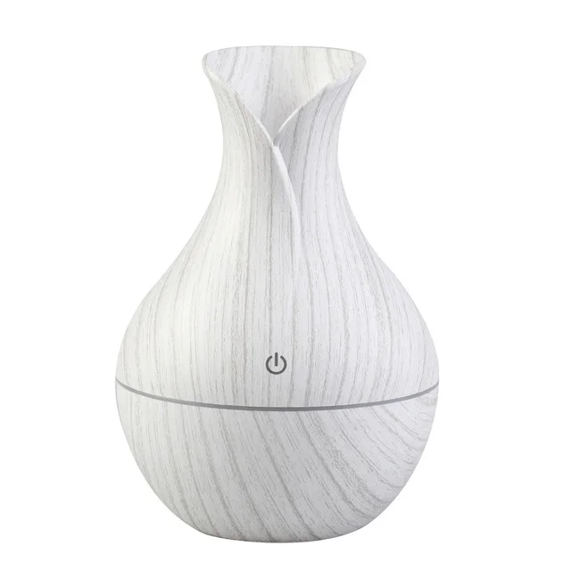 Mini Electric Air Humidifier USB Ultrasonic Aroma Essential Oil Diffuser Wood Grain Cool Mist Maker LED Light For Home Office white wood