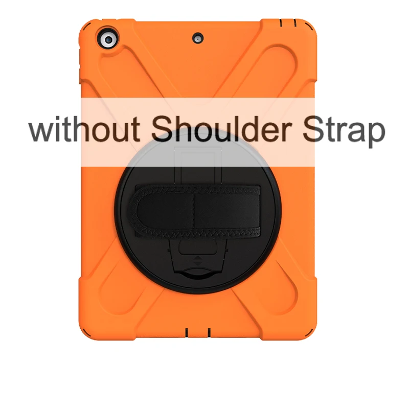 orange ST Чехол для нового iPad 7 поколения 10,", детский безопасный противоударный бронированный чехол для iPad 10,2 чехол вращающийся ремешок на руку и шею - Цвет: orange ST