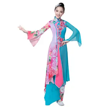 

Classic female elegant new summer Fan Umbrella Dance Jiangnan ethnic folk stage performance adult Customized dress quality fine
