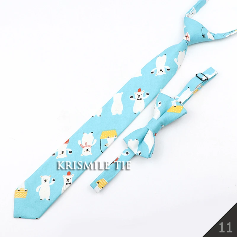 Cartoon Floral Kinder Krawatte Bowtie Set Baumwolle Dünne Dünne Beiläufige Einfarbig Jungen Mädchen Bunte Einstellbare Hemd Gravata Geschenk – Detail 13