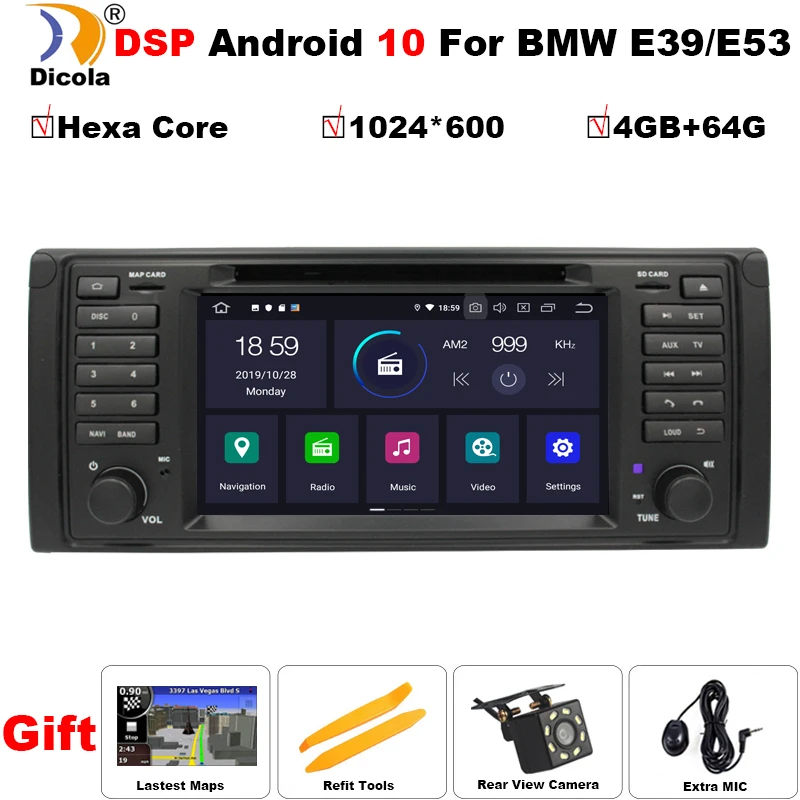 Автомобильный DVD-плеер DSP 4G + 64G PX6 Android 10 GPS для BMW E53 с CANBUS Wi-Fi USB стерео навигация