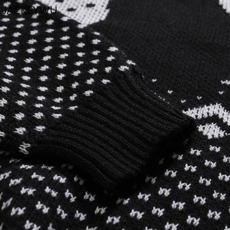 Winter Christmas Sweater Men Casual Roundneck Sweaters Deer Knitted Pullover Hip Hop Jumper Jersey Slim Fit Male Clothes