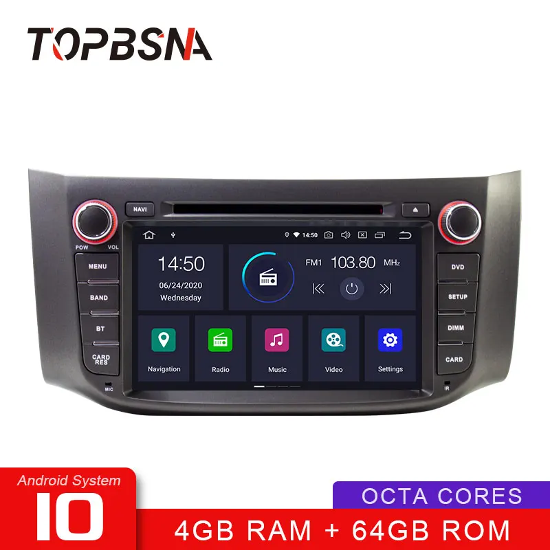 Автомобильный DVD-плеер TOPBSNA Android 10 для Nissan B17 Sylphy Sentra 2012-2018 Pulsar WIFI мультимедийный GPS 2