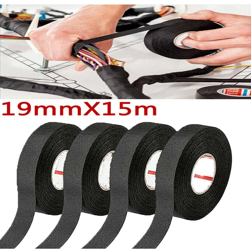 99EE 15m Car Vehicle Wiring Harness Noise Sound Insulation Adhesive Felt Tape Bl